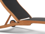 Pearl Teak Black Outdoor Reclining Sunlounger with Rear Wheels - Ornate Home