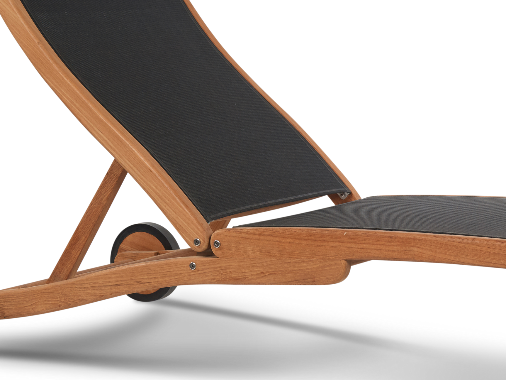 Pearl Teak Black Outdoor Reclining Sunlounger with Rear Wheels - Ornate Home