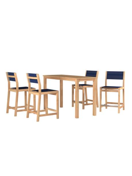 Pearl Teak Blue Outdoor Counter Height Dining Chair - Ornate Home