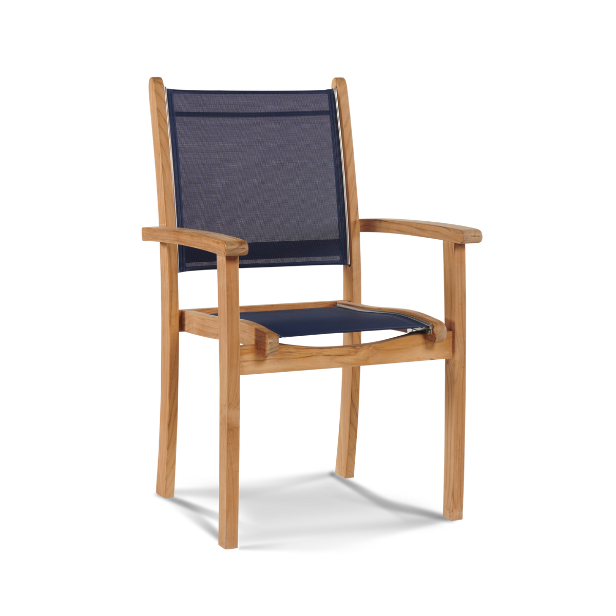 HiTeak Pearl Teak Blue Outdoor Dining Stacking Armchair (Set of 4 ...