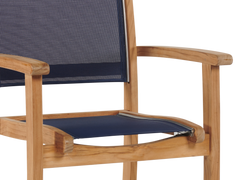 Pearl Teak Blue Outdoor Dining Stacking Armchair (Set of 4) - Ornate Home