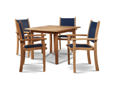 Pearl Teak Blue Outdoor Dining Stacking Armchair (Set of 4) - Ornate Home