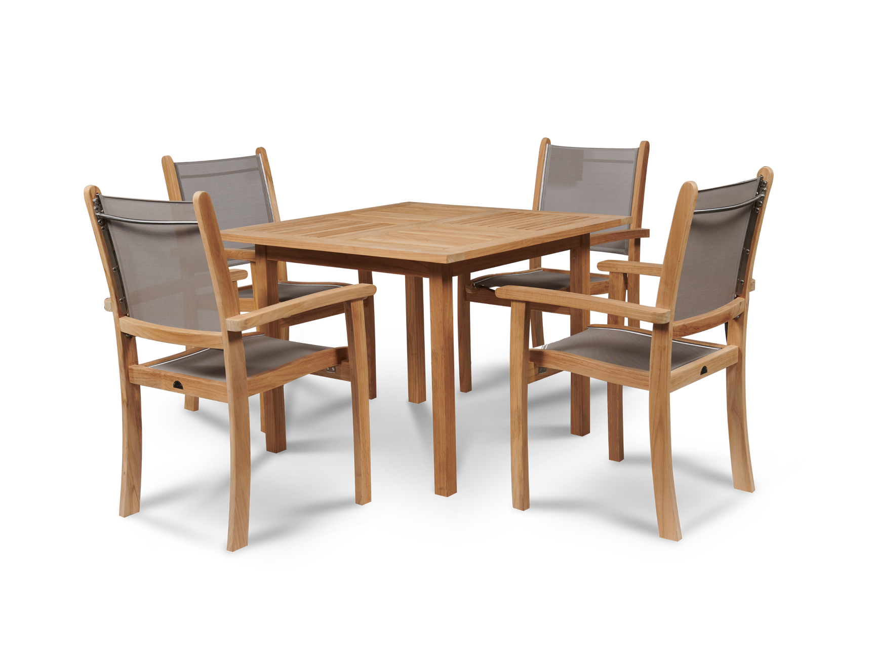 Pearl Teak Taupe Outdoor Dining Stacking Armchair (Set of 4) - Ornate Home