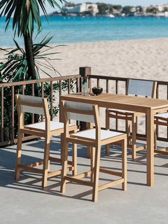 Pearl Teak White Outdoor Counter Height Dining Chair - Ornate Home