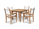 Pearl Teak White Outdoor Dining Stacking Armchair (Set of 4) - Ornate Home