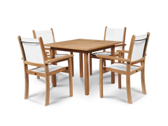 Pearl Teak White Outdoor Dining Stacking Armchair (Set of 4) - Ornate Home