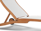 Pearl Teak White Outdoor Reclining Sunlounger with Rear Wheels - Ornate Home