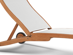 Pearl Teak White Outdoor Reclining Sunlounger with Rear Wheels - Ornate Home
