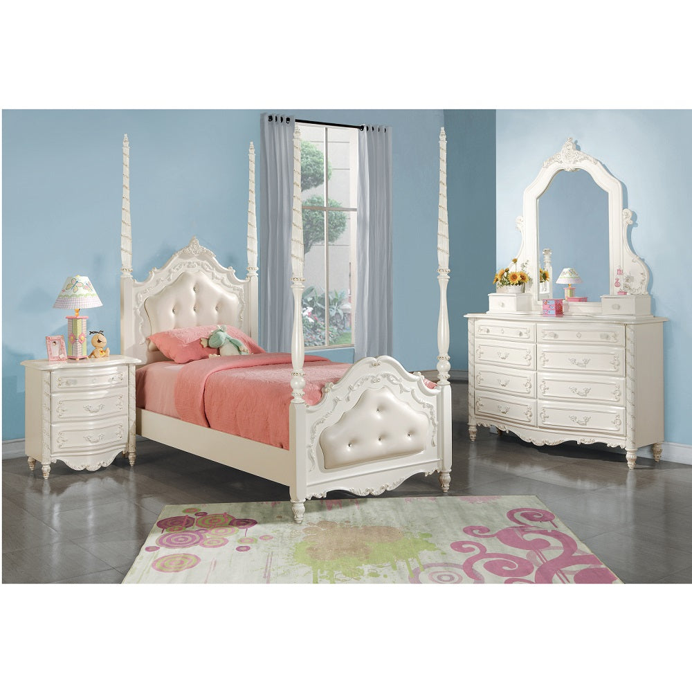 Pearl White Twin Bed - Ornate Home