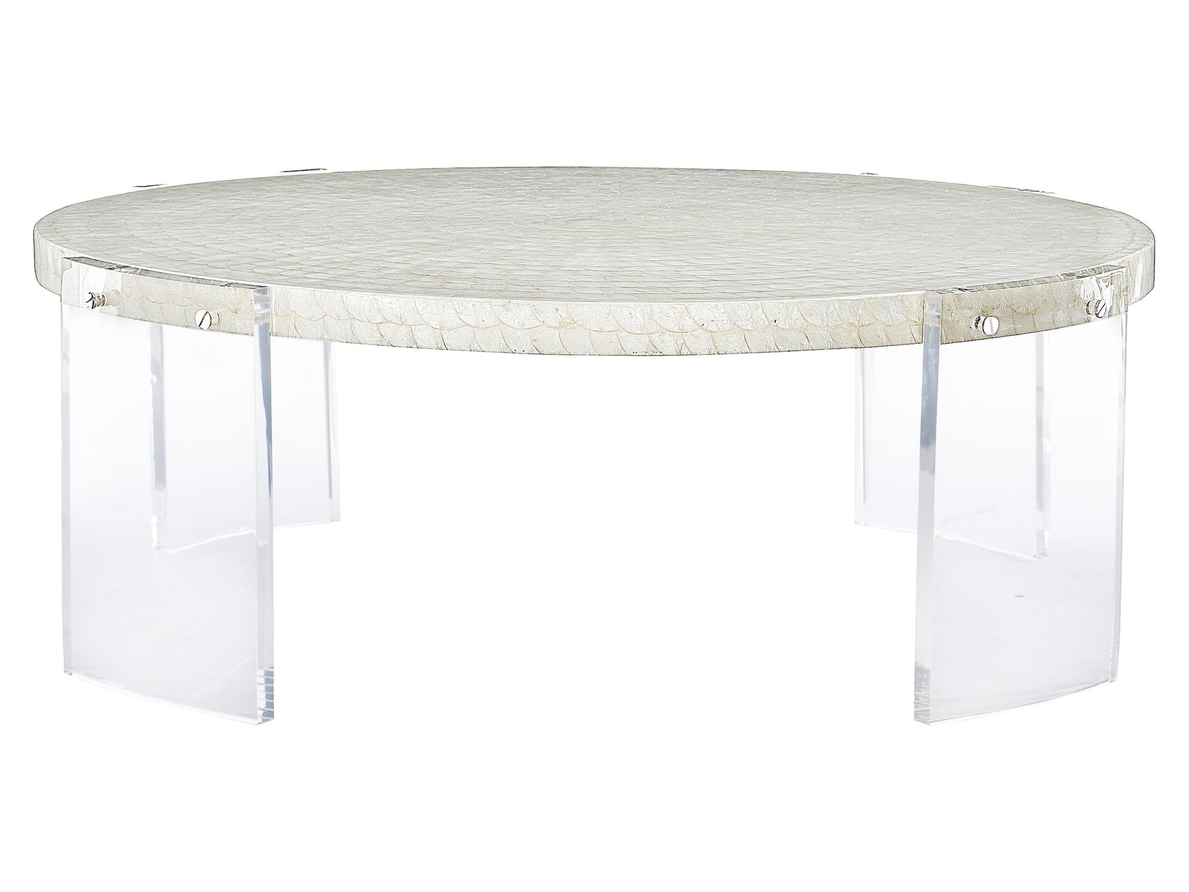 Pearle Capiz/Polished Stainless Steel Cocktail Table - Ornate Home