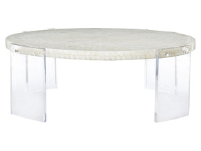 Pearle Capiz/Polished Stainless Steel Cocktail Table - Ornate Home