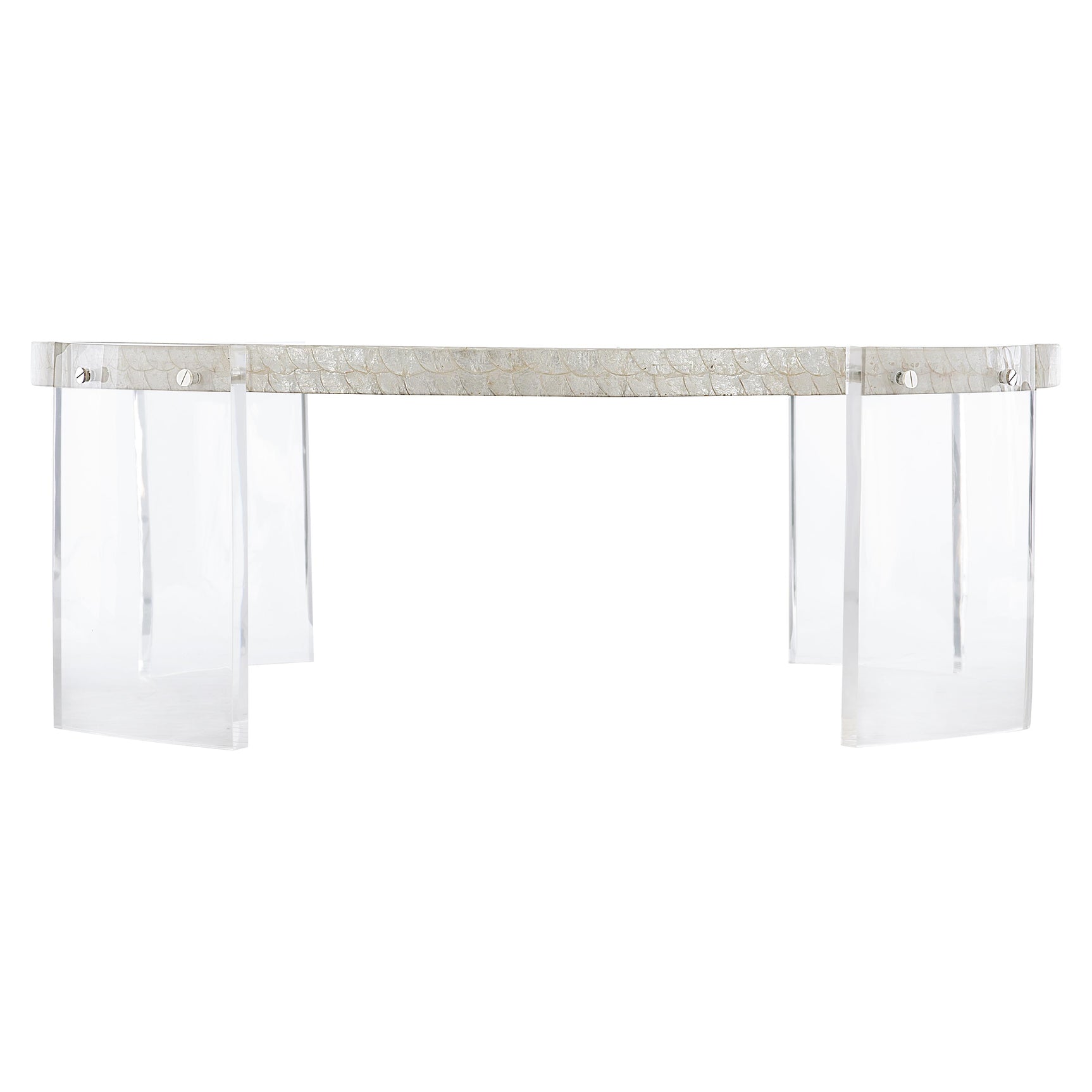 Pearle Capiz/Polished Stainless Steel Cocktail Table - Ornate Home