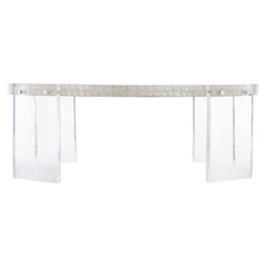Pearle Capiz/Polished Stainless Steel Cocktail Table - Ornate Home