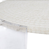 Pearle Capiz/Polished Stainless Steel Cocktail Table - Ornate Home