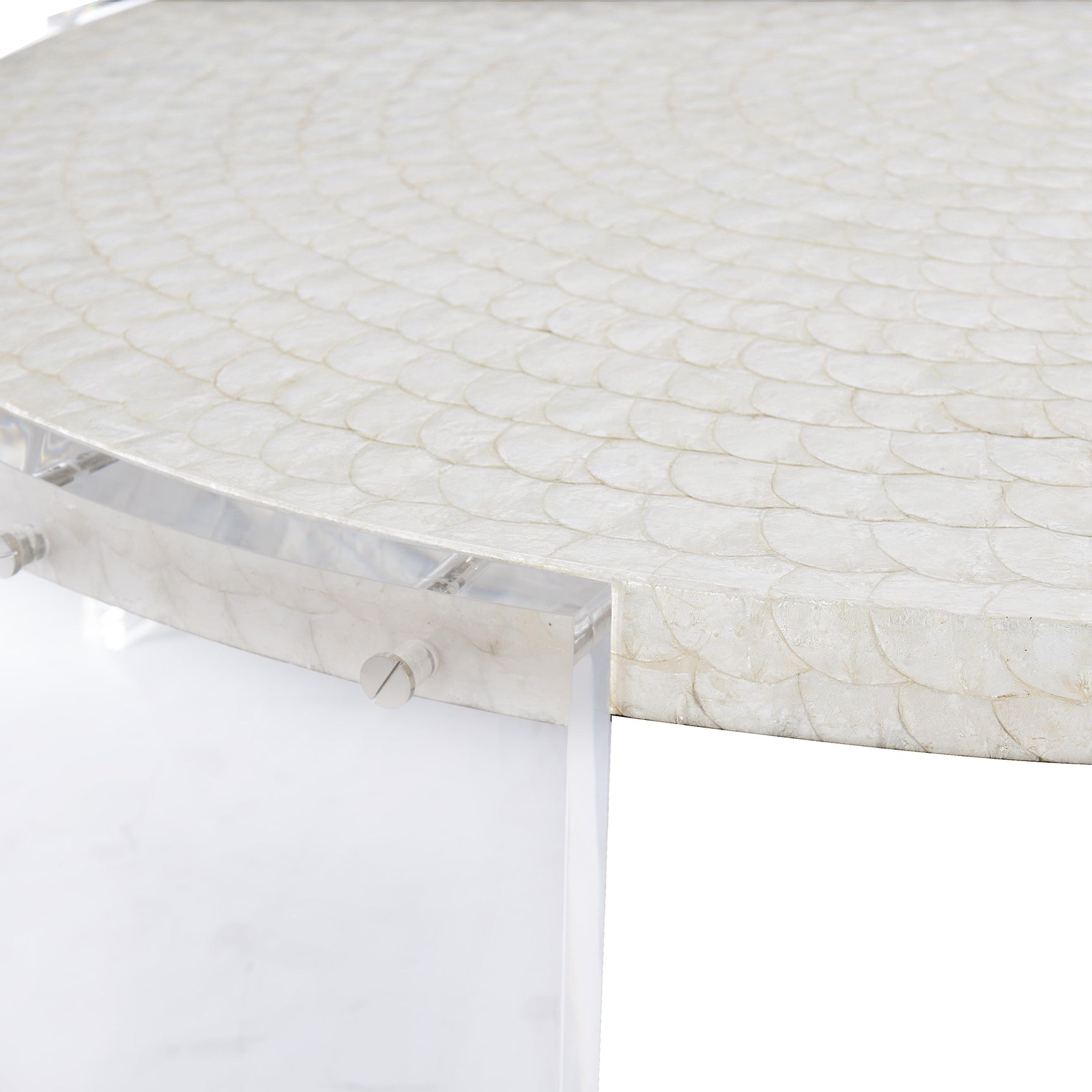 Pearle Capiz/Polished Stainless Steel Cocktail Table - Ornate Home