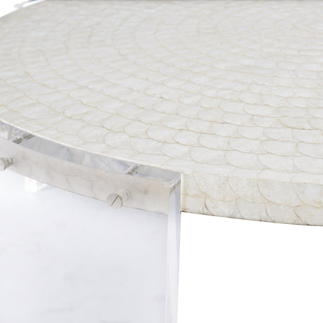 Pearle Capiz/Polished Stainless Steel Cocktail Table - Ornate Home