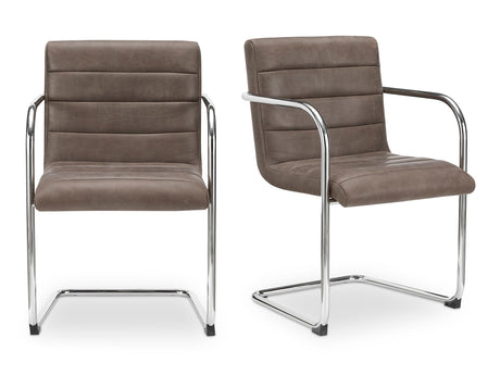 Pedro Dark Brown Leather Dining Chair (Set of 2) - Ornate Home