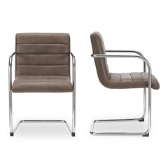 Pedro Dark Brown Leather Dining Chair (Set of 2) - Ornate Home