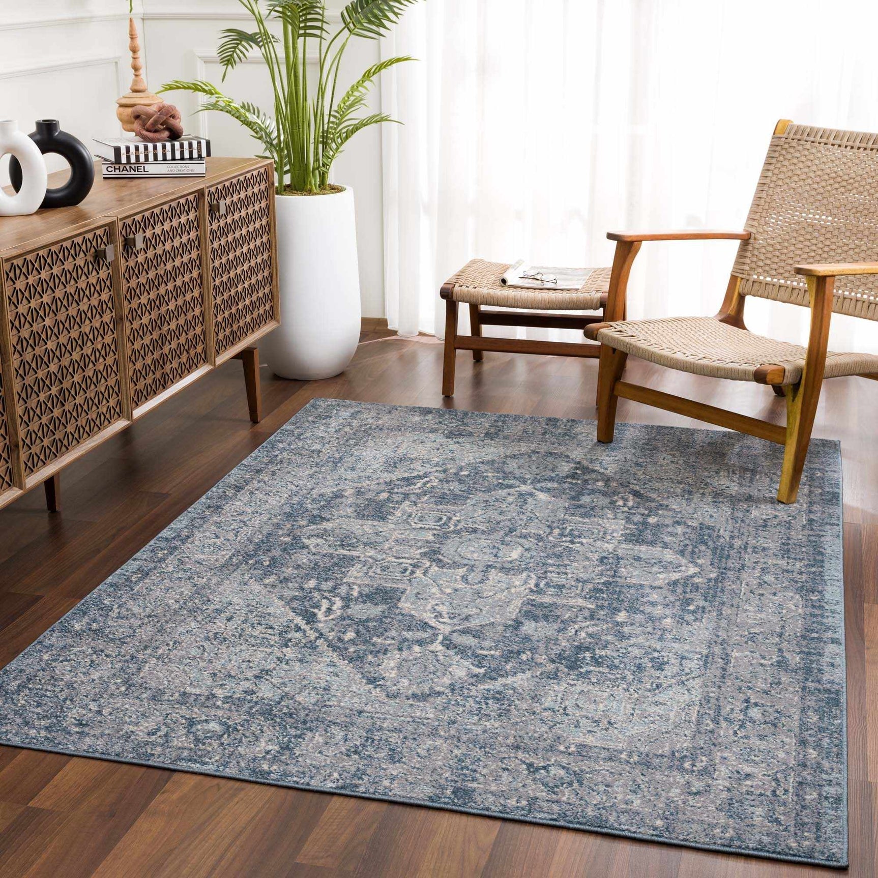 Peeta Blue Medallion Area Rug - Clearance - Ornate Home