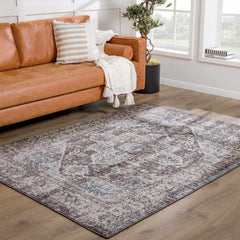 Peeta Dark Brown Medallion Area Rug - Clearance - Ornate Home