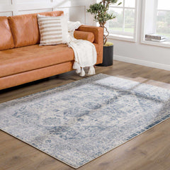 Peeta Gray Blue Medallion Area Rug - Clearance - Ornate Home