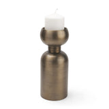 Pelar Antiqued Brass Large Stacked Pillar Candle Holder - Ornate Home
