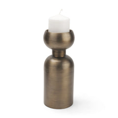 Pelar Antiqued Brass Large Stacked Pillar Candle Holder - Ornate Home