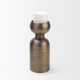 Pelar Antiqued Brass Large Stacked Pillar Candle Holder - Ornate Home