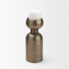 Pelar Antiqued Brass Large Stacked Pillar Candle Holder - Ornate Home