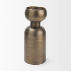 Pelar Antiqued Brass Large Stacked Pillar Candle Holder - Ornate Home