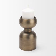 Pelar Antiqued Brass Small Stacked Pillar Candle Holder - Ornate Home