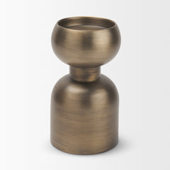 Pelar Antiqued Brass Small Stacked Pillar Candle Holder - Ornate Home
