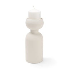 Pelar Matte White Large Metal Stacked Pillar Candle Holder - Ornate Home