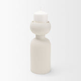 Pelar Matte White Large Metal Stacked Pillar Candle Holder - Ornate Home