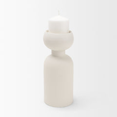 Pelar Matte White Large Metal Stacked Pillar Candle Holder - Ornate Home