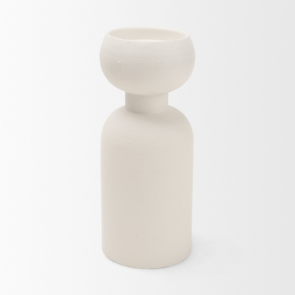 Pelar Matte White Large Metal Stacked Pillar Candle Holder - Ornate Home