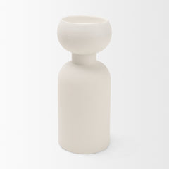 Pelar Matte White Large Metal Stacked Pillar Candle Holder - Ornate Home