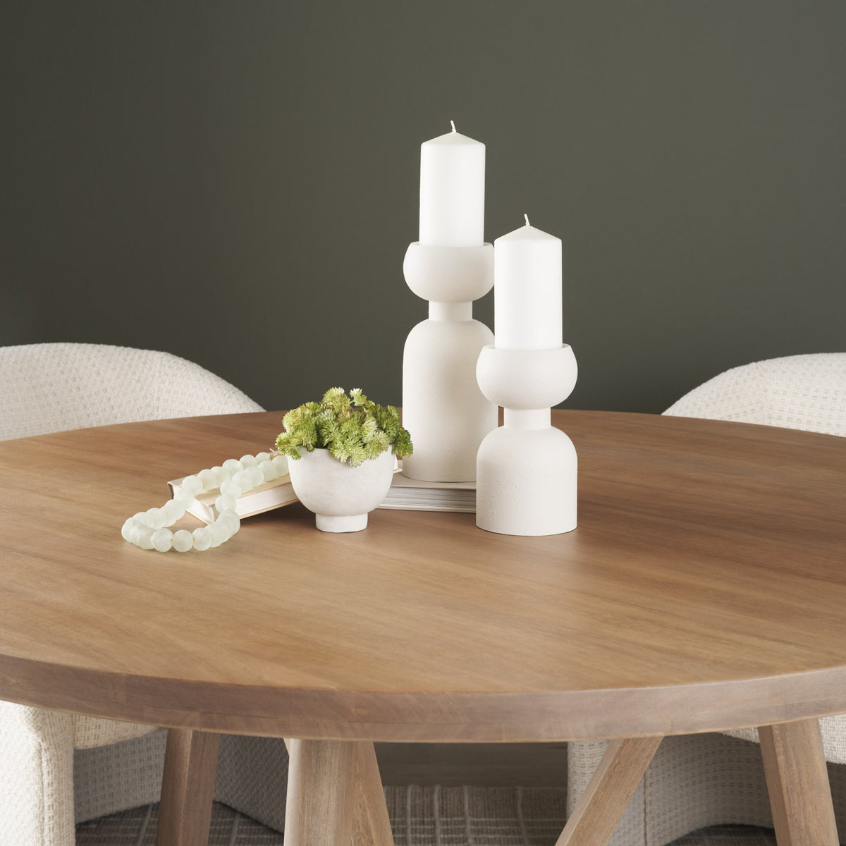 Pelar Matte White Large Metal Stacked Pillar Candle Holder - Ornate Home