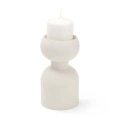 Pelar Matte White Small Metal Stacked Pillar Candle Holder - Ornate Home