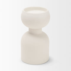 Pelar Matte White Small Metal Stacked Pillar Candle Holder - Ornate Home