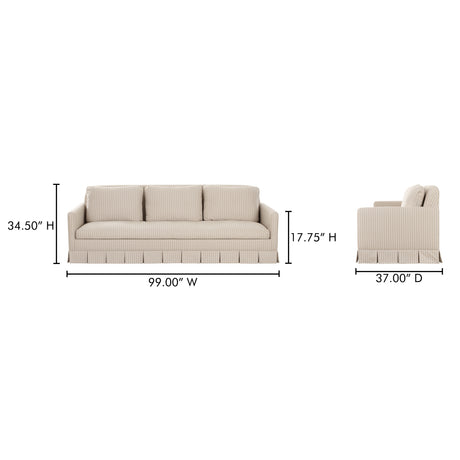 Pellicano Beige Stripe Sofa - Ornate Home