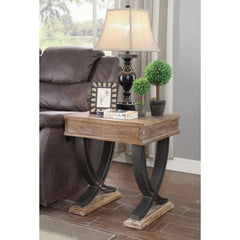 Pellio Antique Oak/Black End Table - Ornate Home