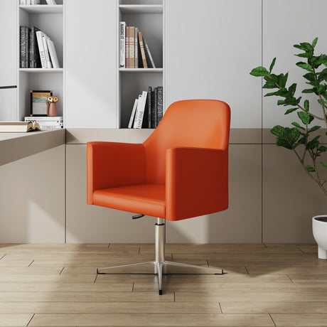 Pelo Adjustable Height Swivel Accent Chair in Orange and Polished Chrome - Ornate Home