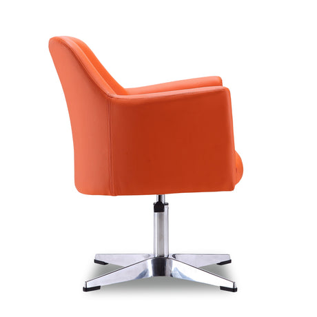 Pelo Adjustable Height Swivel Accent Chair in Orange and Polished Chrome - Ornate Home