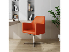 Pelo Adjustable Height Swivel Accent Chair in Orange and Polished Chrome (set of 2) - Ornate Home