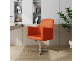 Pelo Adjustable Height Swivel Accent Chair in Orange and Polished Chrome (set of 2) - Ornate Home