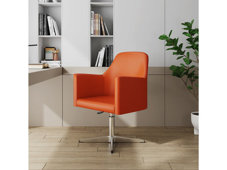 Pelo Adjustable Height Swivel Accent Chair in Orange and Polished Chrome (set of 2) - Ornate Home