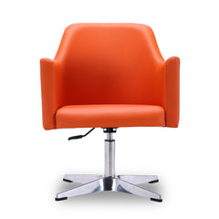 Pelo Adjustable Height Swivel Accent Chair in Orange and Polished Chrome (set of 2) - Ornate Home
