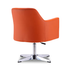 Pelo Adjustable Height Swivel Accent Chair in Orange and Polished Chrome (set of 2) - Ornate Home
