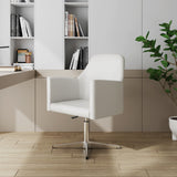 Pelo Adjustable Height Swivel Accent Chair in White and Polished Chrome - Ornate Home
